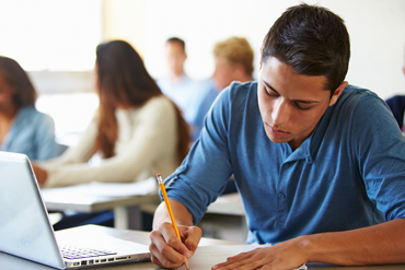 Student completing coursework